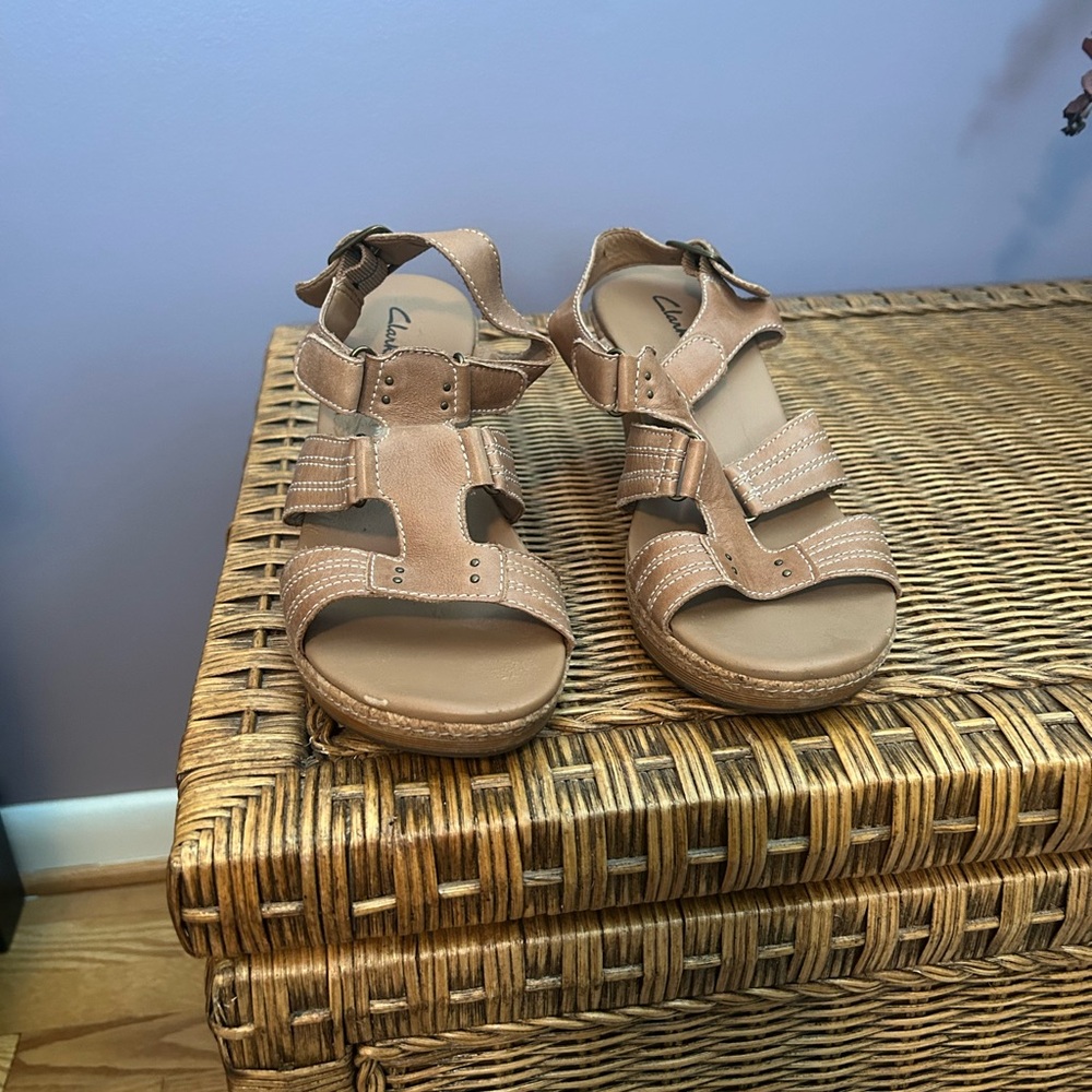 Clarks Light Brown wedge Sandals